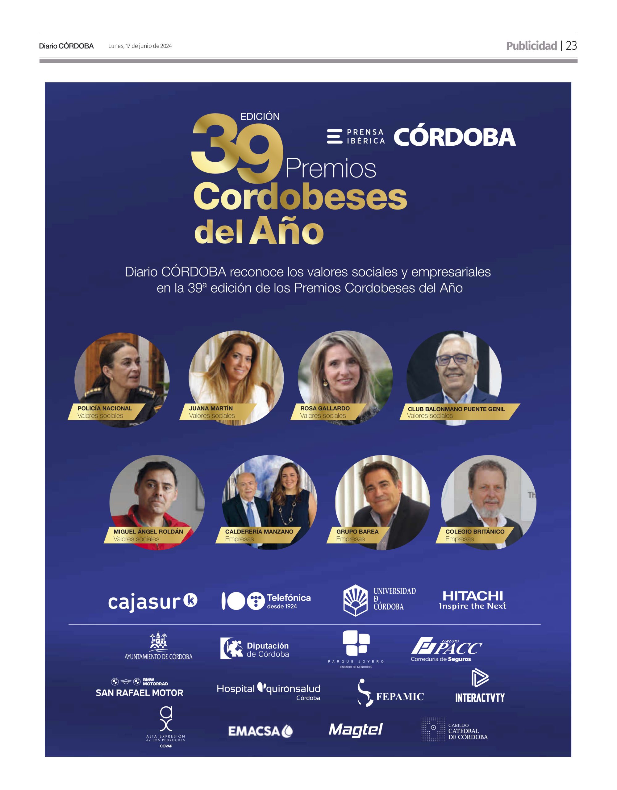 39º Edición Premios Cordobeses del Año.